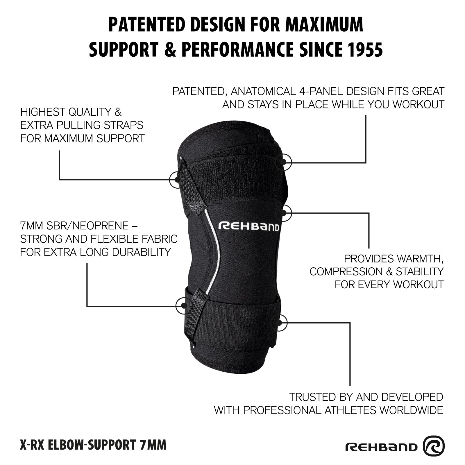 Ellenbogenbandage | X-RX Elbow Support 7mm with Straps